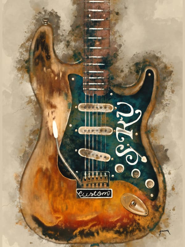 Stevie Ray Vaughan's guitar digital canvas artwork prints