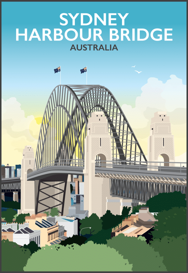 Sydney Harbour Bridge, Australia rustic digital canvas wall art print