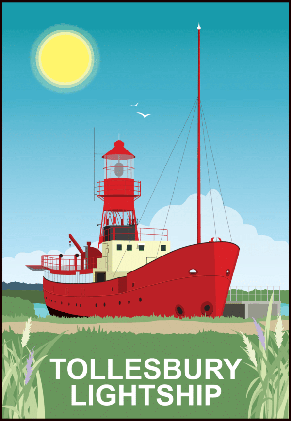 Tollesbury Light Ship rustic digital canvas wall art print