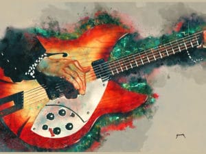Tom Petty's electric guitar digital canvas artwork prints