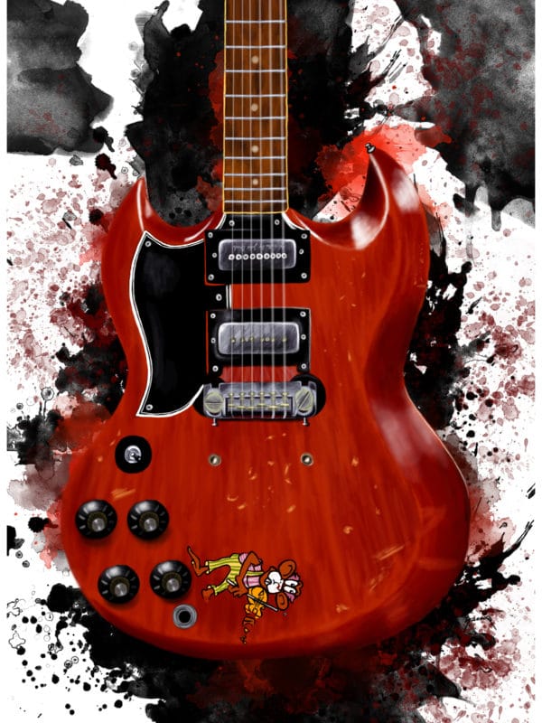 Tony Iommi's Monkey Guitar digital canvas artwork prints