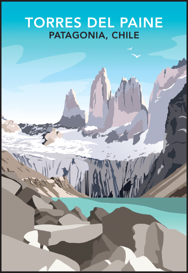 Torres del Paine, Chile rustic digital canvas wall art print
