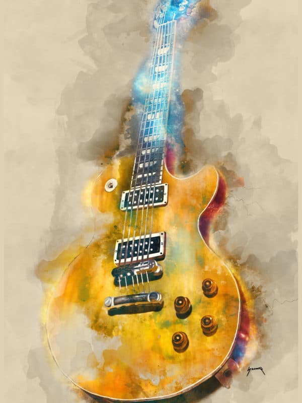 Vintage Electric Guitar digital canvas artwork prints