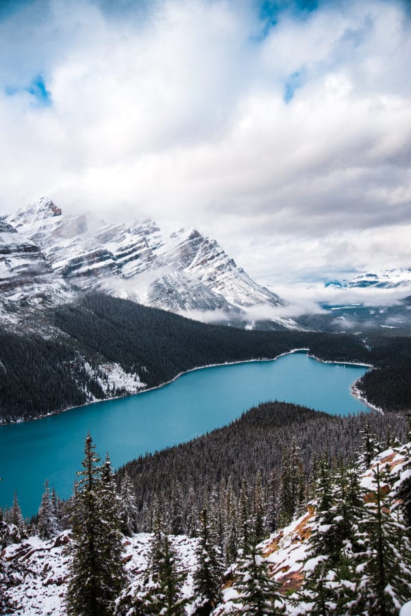 Wintry Peyto Lake landscape photography canvas and framed wall art