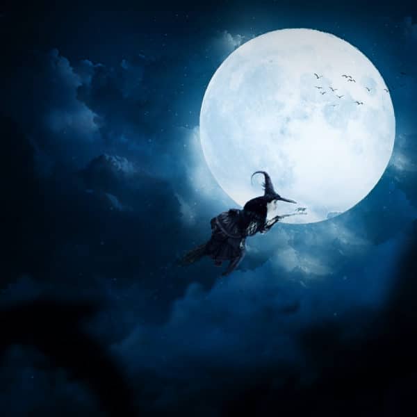 Witch on Full Moon surreal digital wall art prints