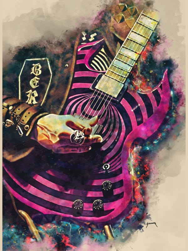 Zakk Wylde's electric guitar digital canvas artwork prints