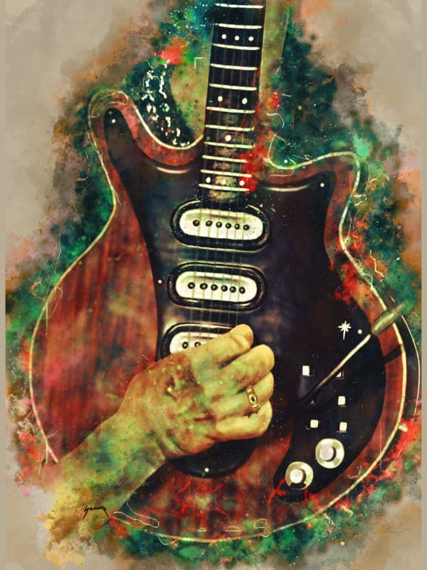 brian may's guitar digital canvas artwork prints