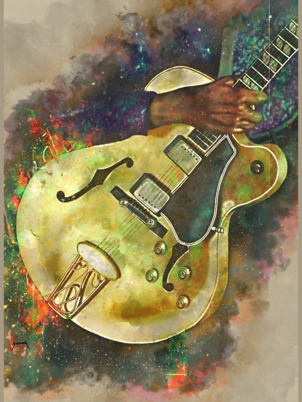chuck berry's guitar digital canvas artwork prints