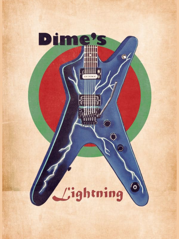 dimebag darrell's guitar retro digital canvas artwork prints