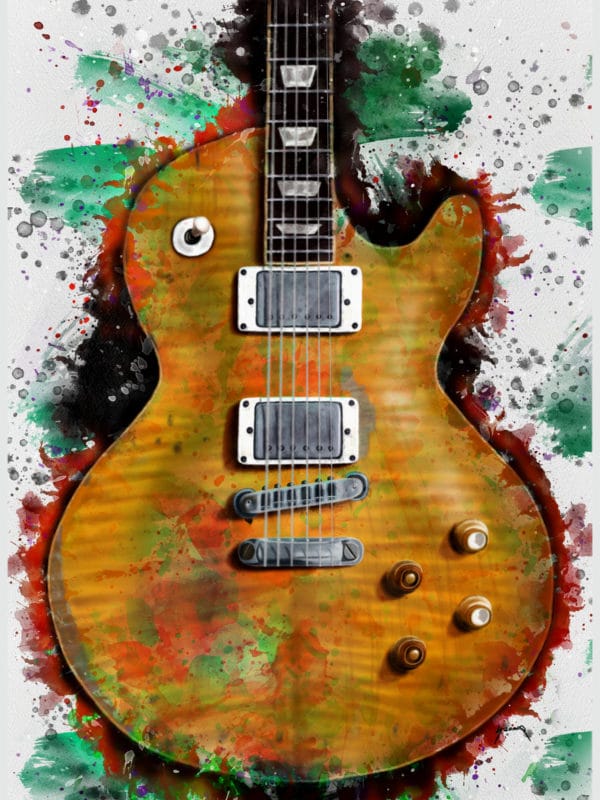gary moore's and peter green's guitar digital canvas artwork prints