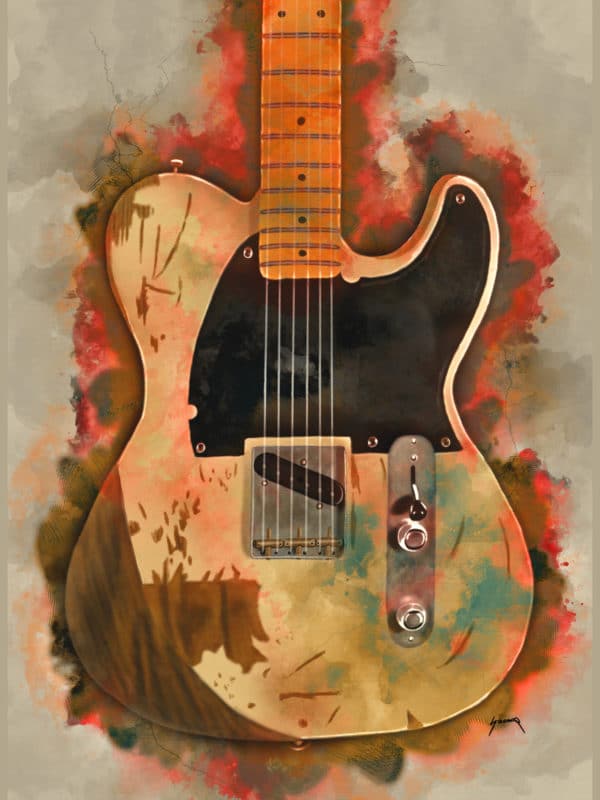 jeff beck's electric guitar digital canvas artwork prints
