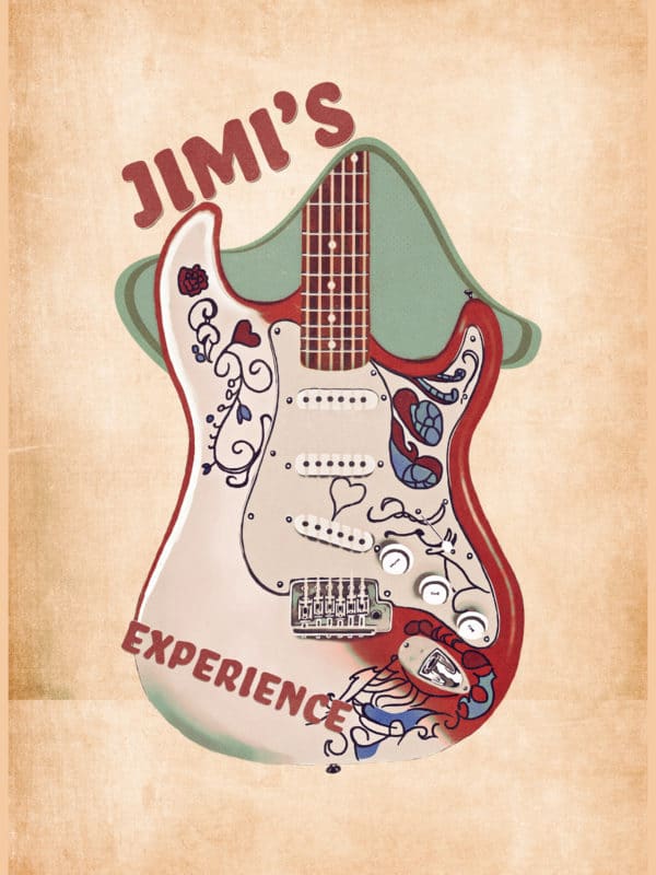 jimi's guitar retro digital canvas artwork prints