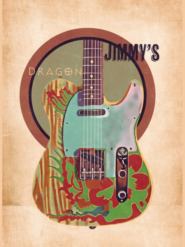 jimmy page's guitar retro digital canvas artwork prints