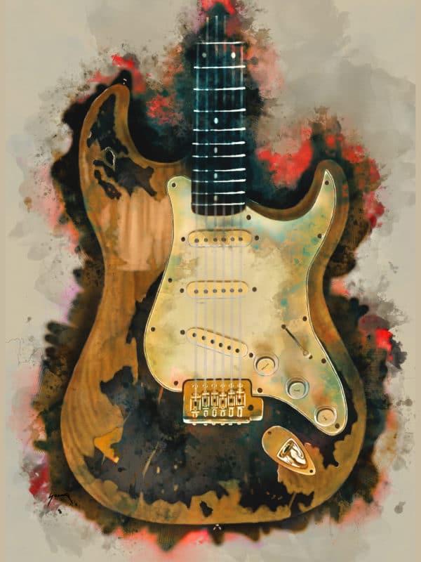 john mayer's electric guitar digital canvas artwork prints