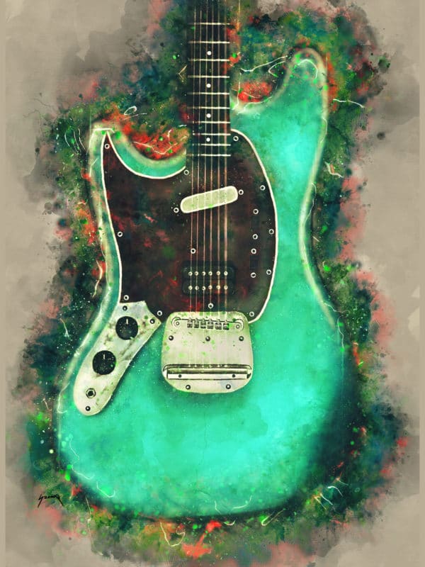 kurt cobain's guitar digital canvas artwork prints