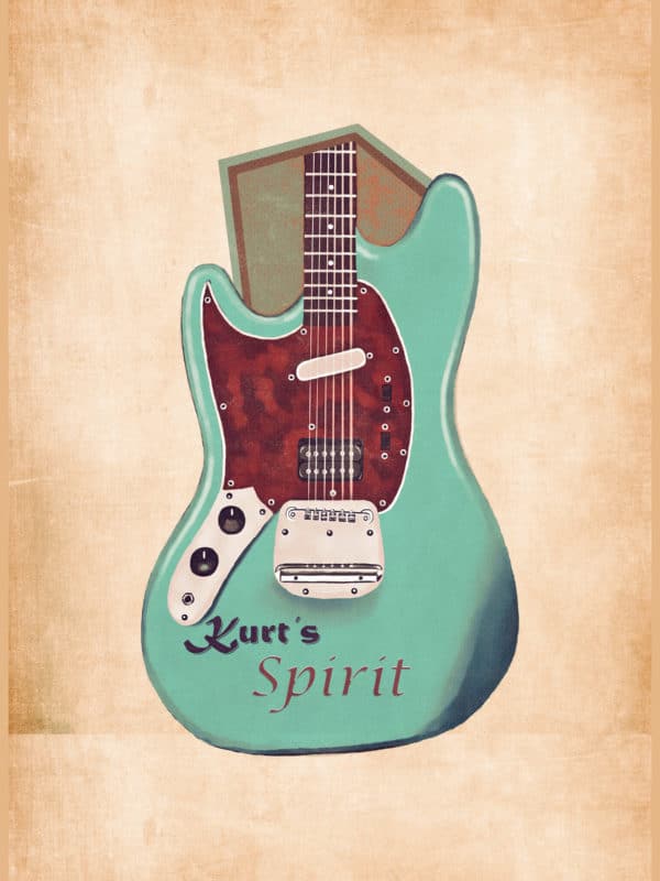 kurt cobain's guitar retro digital canvas artwork prints