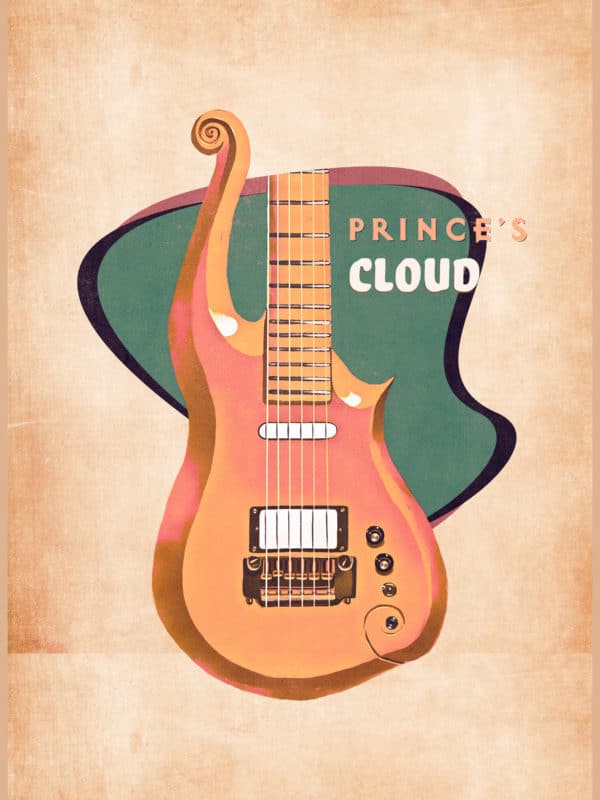 prince's guitar retro digital canvas artwork prints