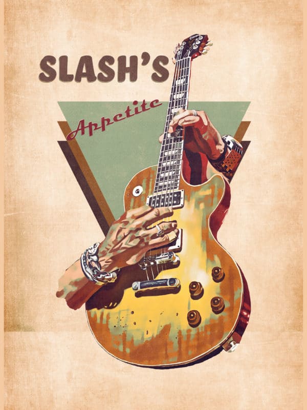 slash guitar retro digital canvas artwork prints