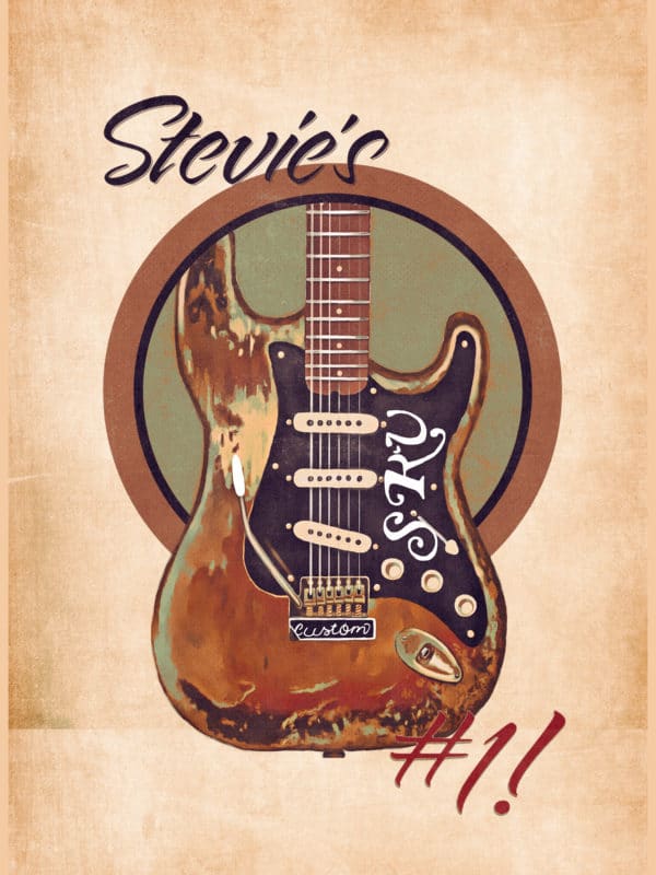 stevie ray vaughan's guitar retro digital canvas artwork prints