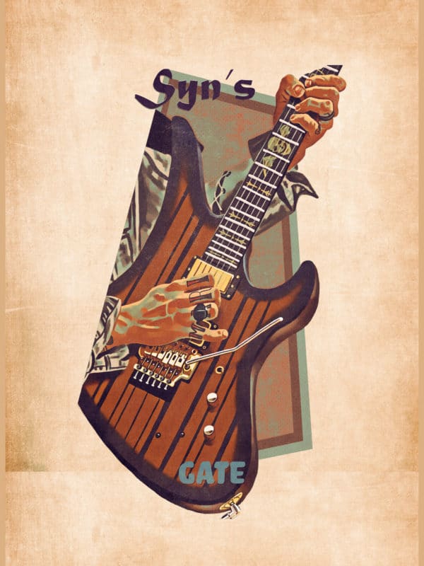 syn gates's guitar retro digital canvas artwork prints