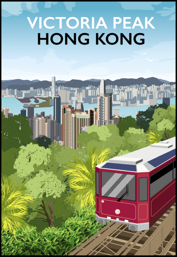 Victoria Peak, Hong Kong China rustic digital canvas wall art print
